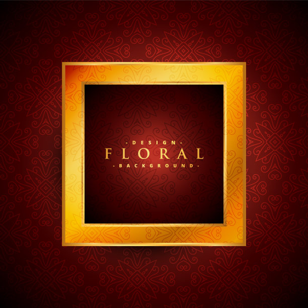 金色框架与花卉装饰图片下载