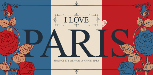 复古的明信片或横幅上写着“我爱巴黎”图片下载
