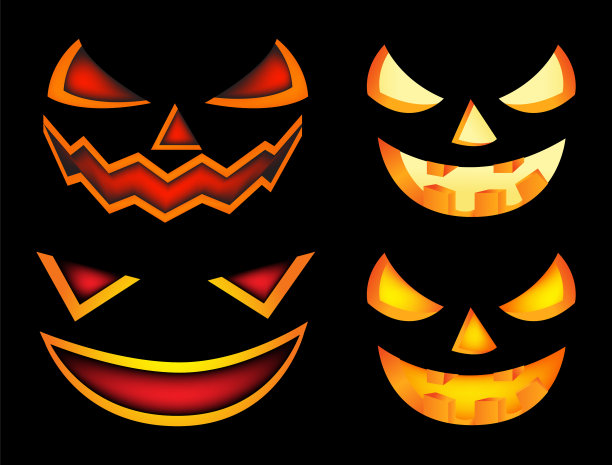 万圣节可怕的南瓜脸set jack o灯笼图片下载
