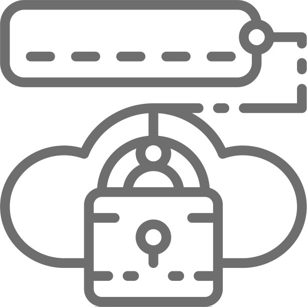 带密码的数据安全云锁线条图标图片下载
