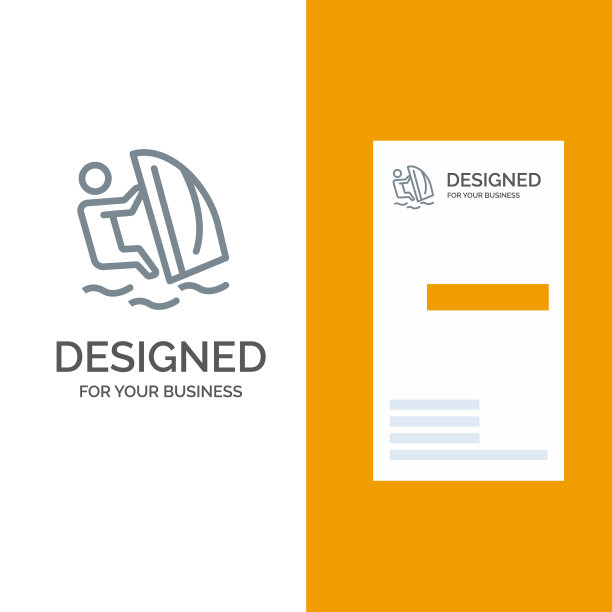 冲浪者冲浪水上风运动灰色标志设计图片下载