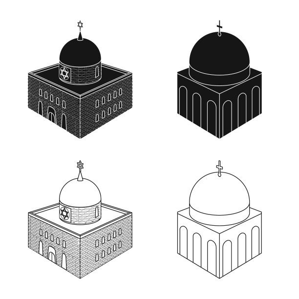 设计寺庙和历史标志集图片下载