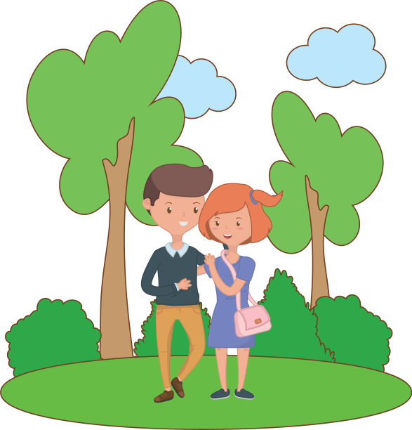 少年男孩和女孩卡通设计图片下载