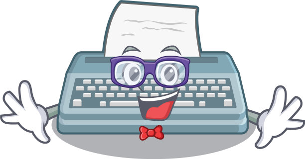 极客打字机孤立与卡通图片下载