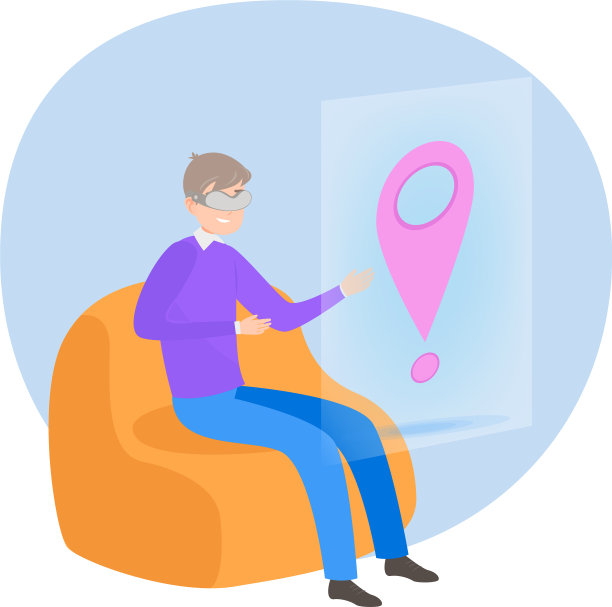 现代人坐在沙发上，戴着虚拟现实图片下载