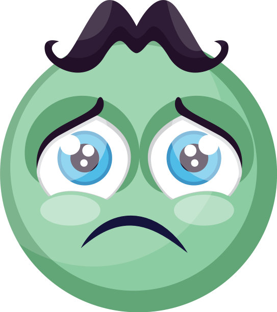 悲伤的淡绿色圆形表情脸上的白色图片下载