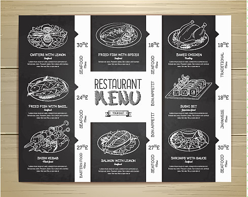 粉笔画餐厅菜单设计图片下载