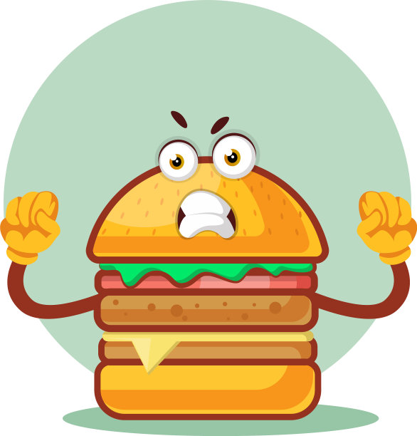 白色背景上的愤怒汉堡图片下载