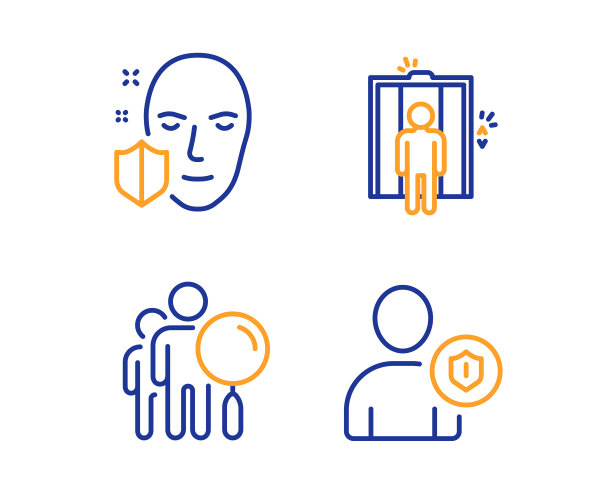 搜索人们电梯和面部保护图标图片下载