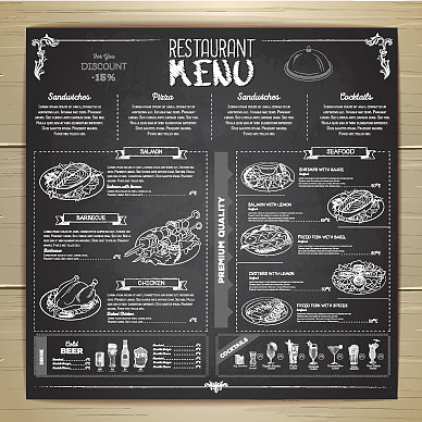 粉笔画餐厅菜单设计图片下载