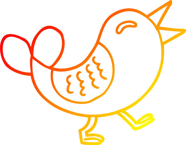 暖梯度线绘制卡通蓝鸟图片下载