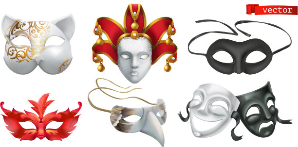 嘉年华面具3d图标集图片下载