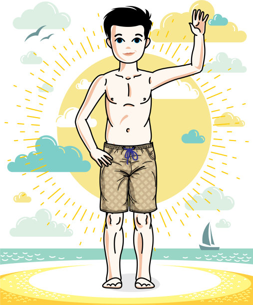 可爱的小男孩少年站在五颜六色图片下载