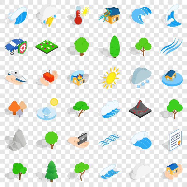 火山图标设置等距风格图片下载