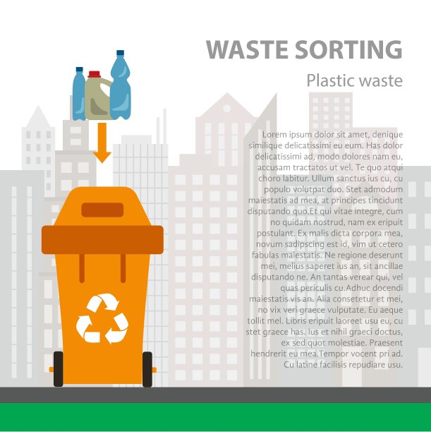 塑料垃圾分类平面概念图片下载