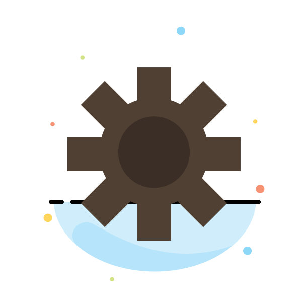 设置齿轮抽象平面颜色图标模板图片下载