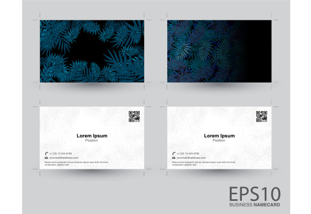 热带深蓝叶图案背景图片下载