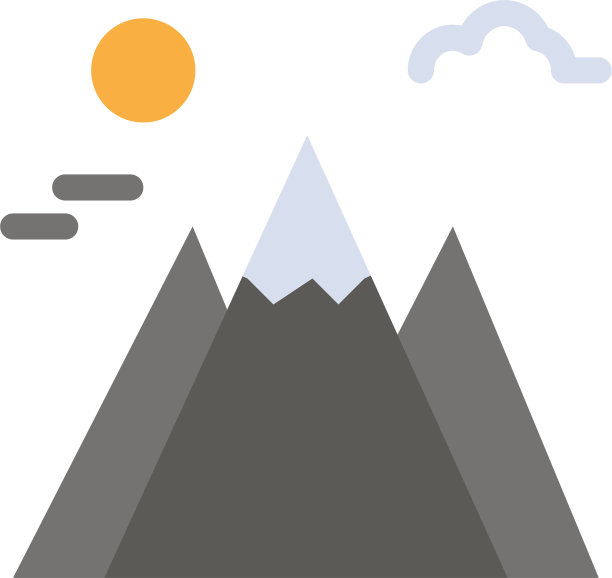 风景山太阳平面颜色图标图标图片下载