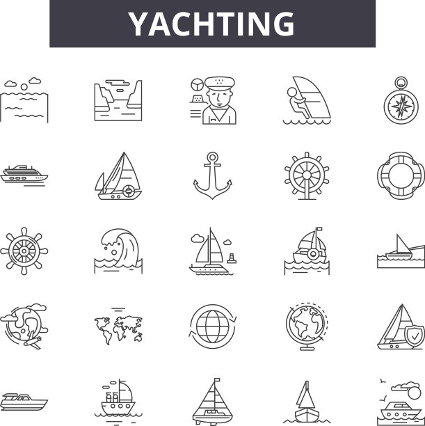 游艇线图标为网页和移动设计图片下载