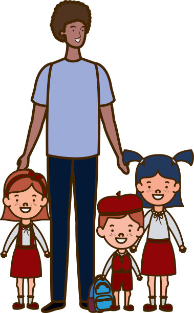 带着孩子回学校的男人图片下载