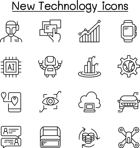 新技术图标设置在细线样式图片下载