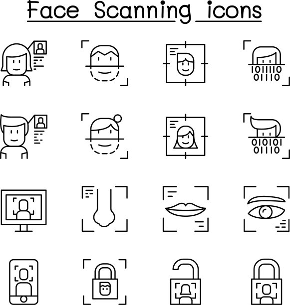 人脸扫描人脸识别和生物识别图片下载