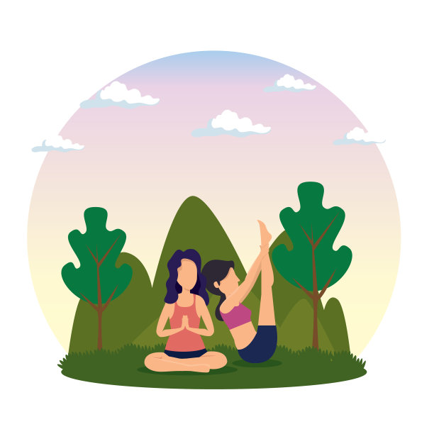 健身女性在树下练习瑜伽图片下载