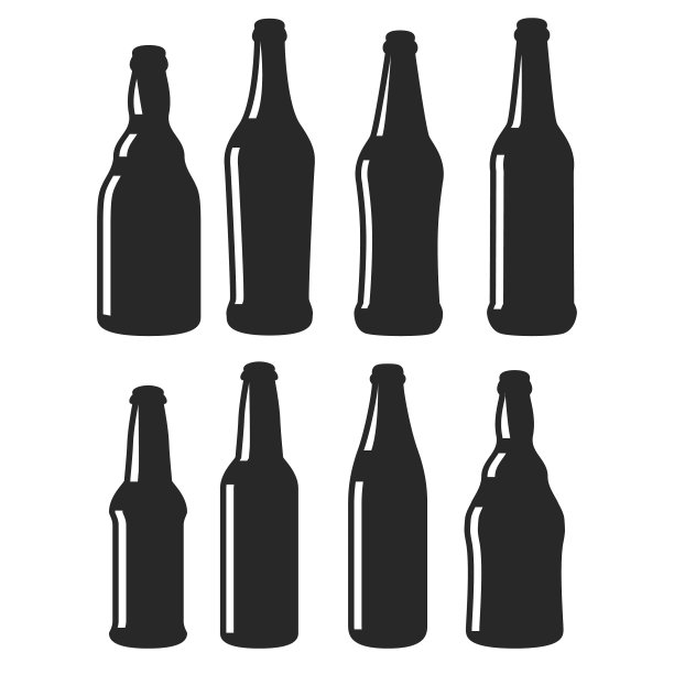 不同形状的黑色啤酒瓶图标图片下载