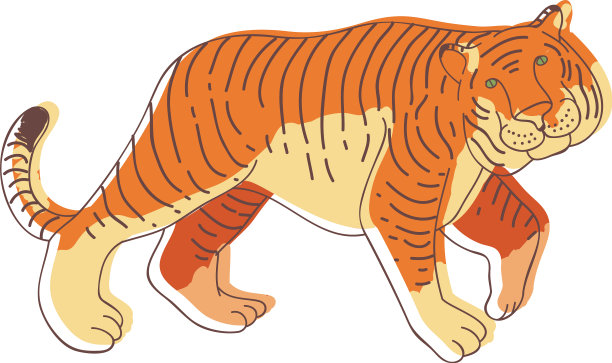 手绘行走虎侧设计图片下载