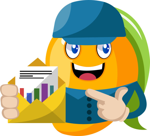 白色背景上的芒果拿着信封图片下载