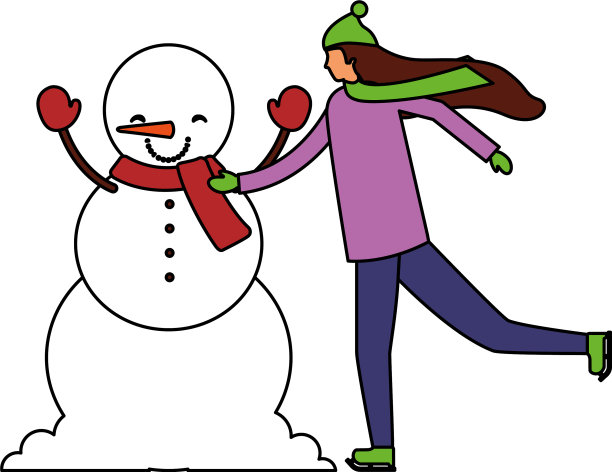 有冬季雪人角色的女人图片下载