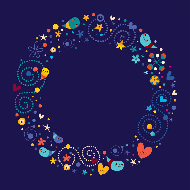 庆祝快乐快乐卡通圈复古相框图片下载