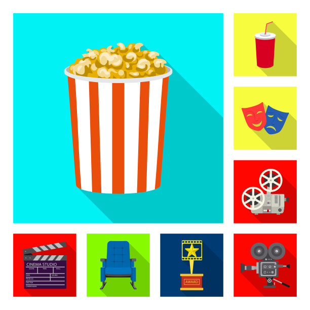 设计电视和电影图标集图片下载