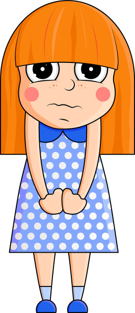 可爱的卡通女孩与沮丧的情绪图片下载