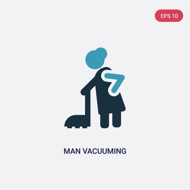 两色男子吸尘图标从人的概念图片下载