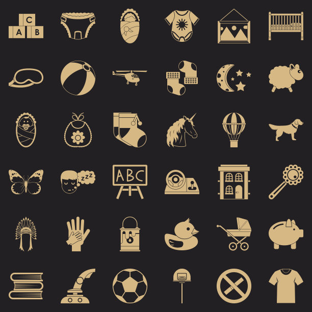 幼儿园图标设置简约风格图片下载