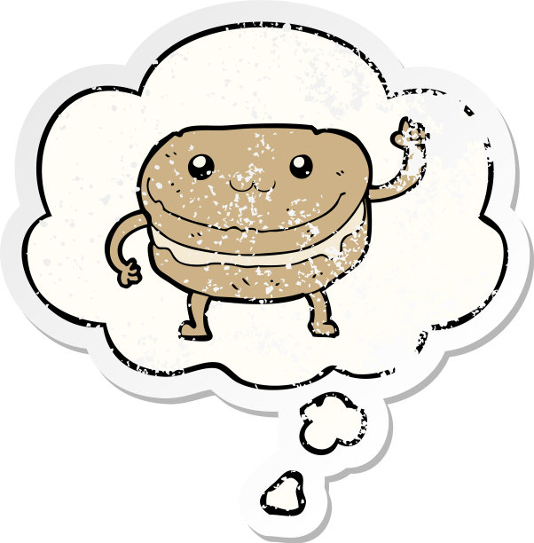 卡通挥舞的蛋糕人物和思想泡泡图片下载