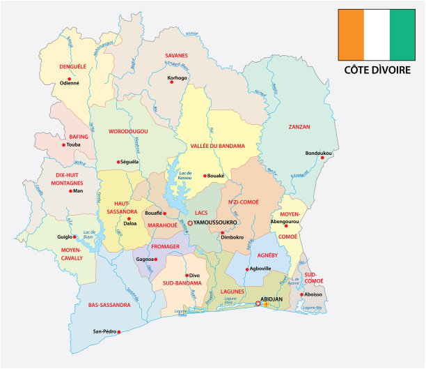 象牙海岸行政和政治地图图片下载