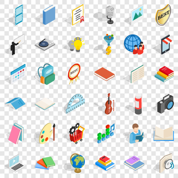 书籍图标设置等距样式图片下载
