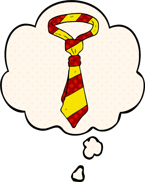 卡通办公室领带和思想泡沫在漫画图片下载
