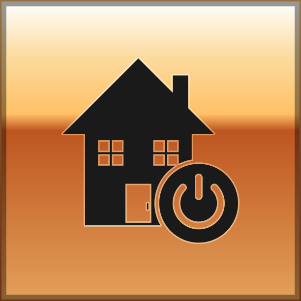 黑色智能家居图标孤立在金色背景图片下载