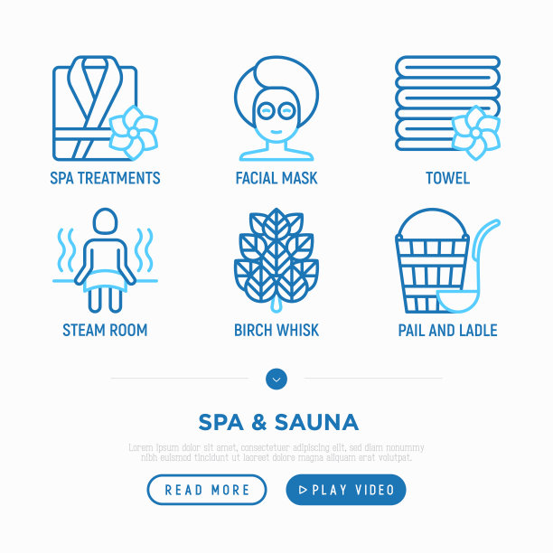 水疗桑拿细线图标设置图片下载