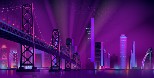 现代城市夜景背景素材图片