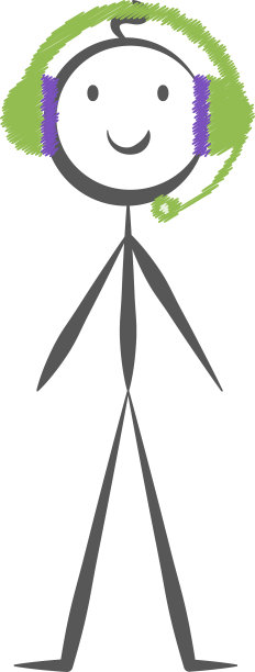 在卡通中戴着耳机手绘的棍子人图片下载