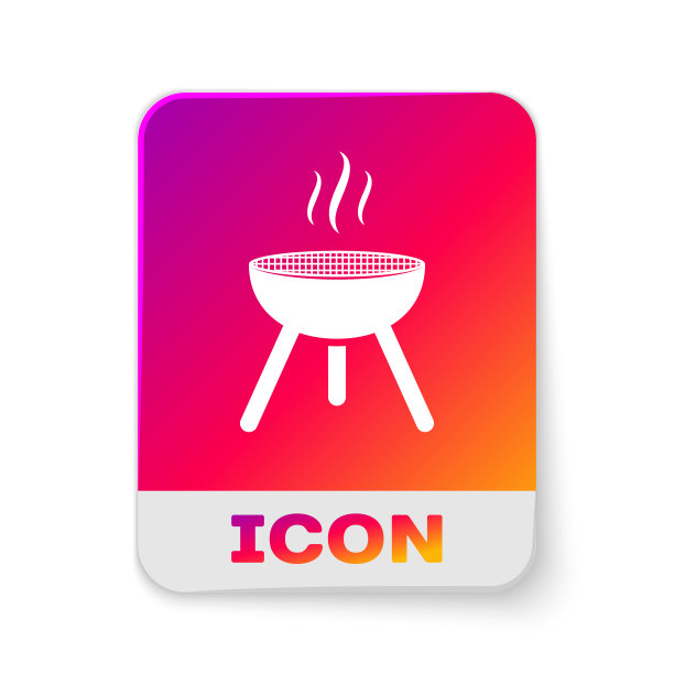 白色烧烤架图标孤立在白色图片下载