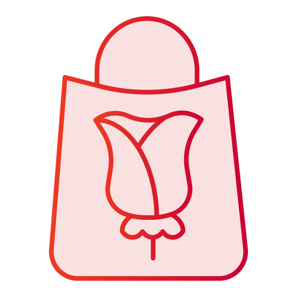 礼品袋扁平图标花包装粉红色图标图片下载