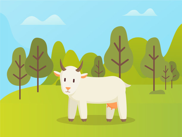 森林野生动物中有角的动物山羊图片下载