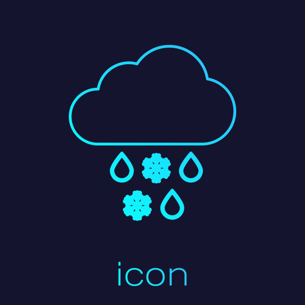 绿松石云与雪和雨线图标图片下载