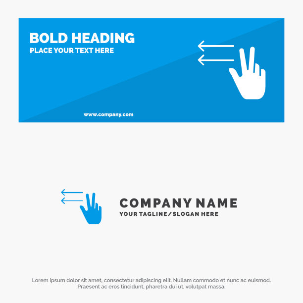 手指手势左侧固体图标网站横幅图片下载