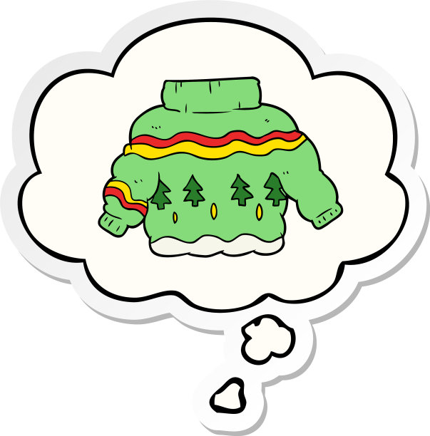 卡通圣诞套衫和思想泡泡作为一个图片下载